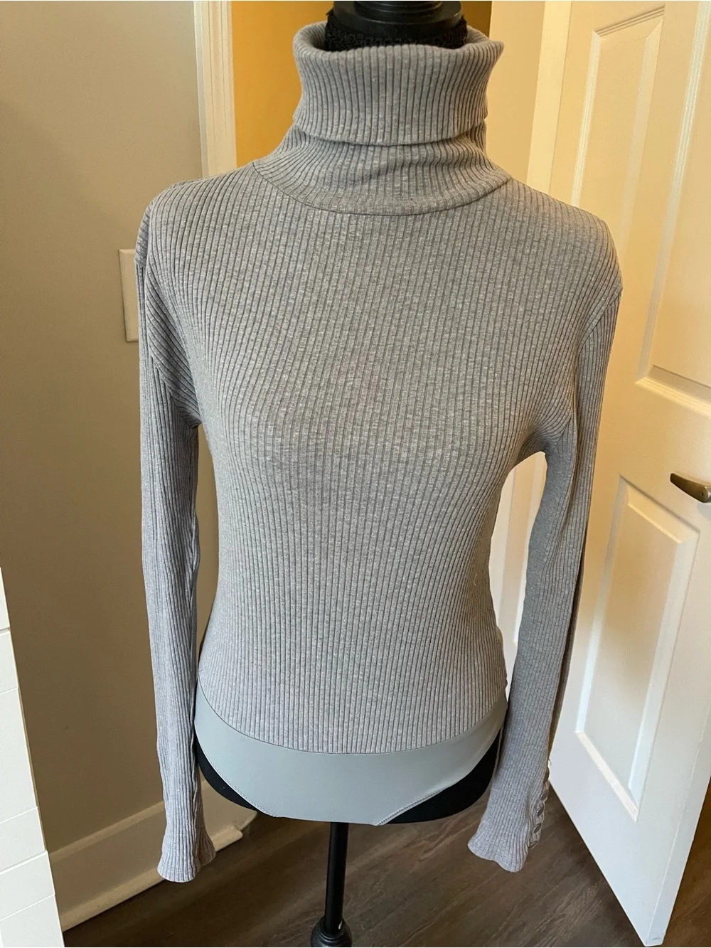 J. Crew Gray Ribbed Turtleneck Bodysuit